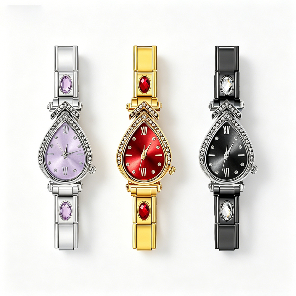 Black stainless steel oval zircon connector, multi-size Italian module bracelet DIY accessory