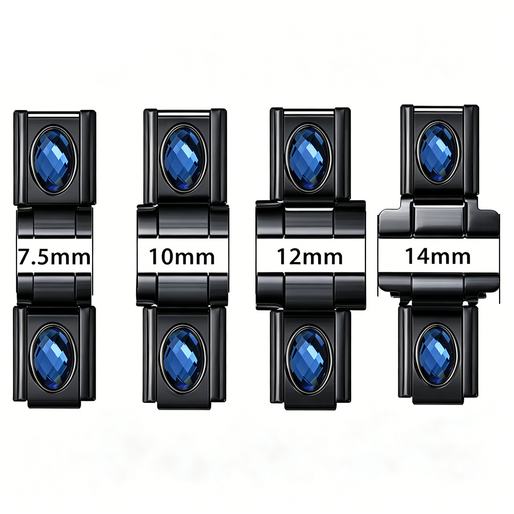 Black stainless steel oval zircon connector, multi-size Italian module bracelet DIY accessory