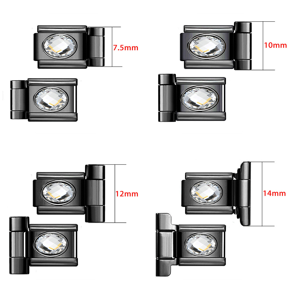 Black stainless steel oval zircon connector, multi-size Italian module bracelet DIY accessory