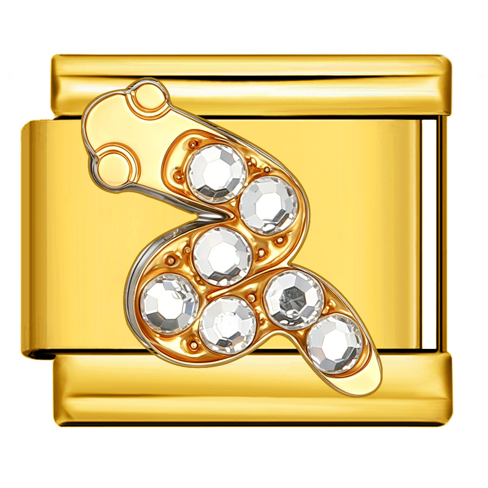 Gold and silver diamond-encrusted series handmade modular DIY stainless steel welded watch strap chain, Italian modular bracelet