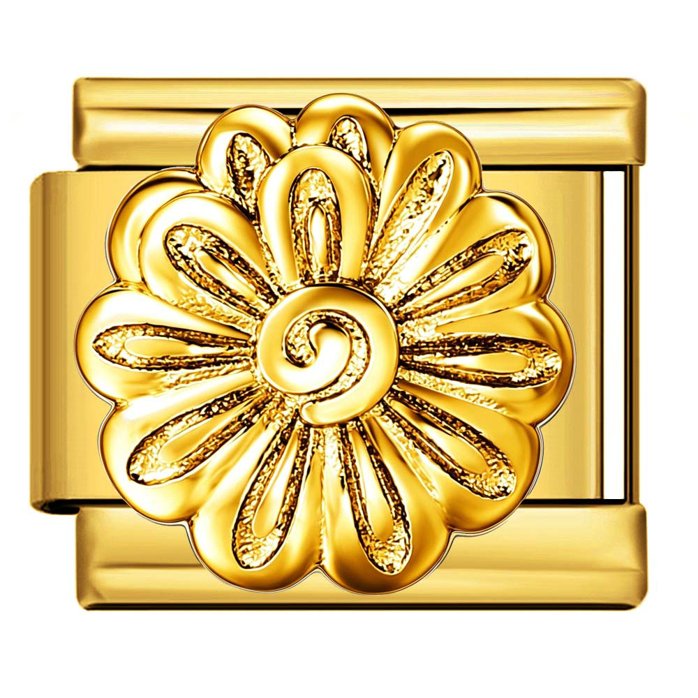 New all-gold patterned Italian modular bracelet, stainless steel welded gold-plated DIY jewelry.