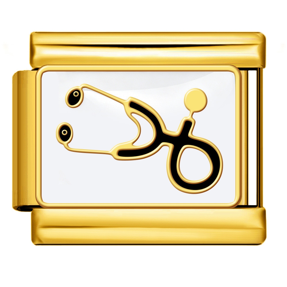 New all-gold patterned Italian modular bracelet, stainless steel welded gold-plated DIY jewelry.