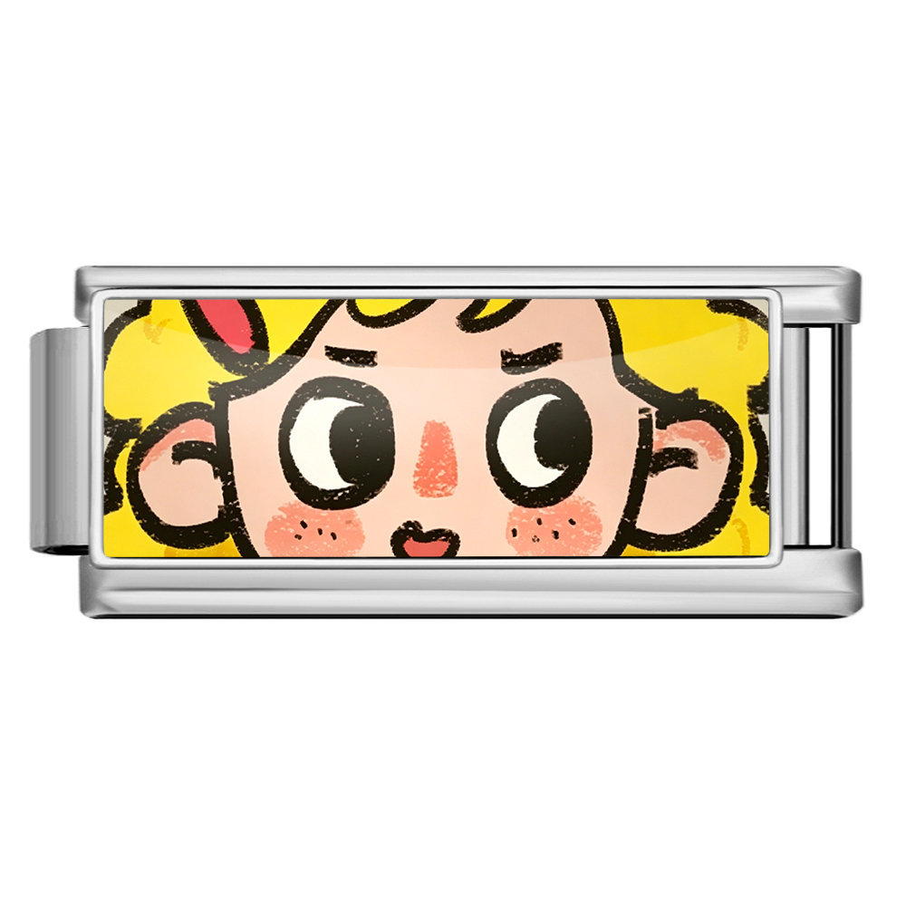 Cute Cartoon Pattern Italian Modular Bracelet Stainless Steel DIY Detachable Elastic Watch Strap Chain Jewelry