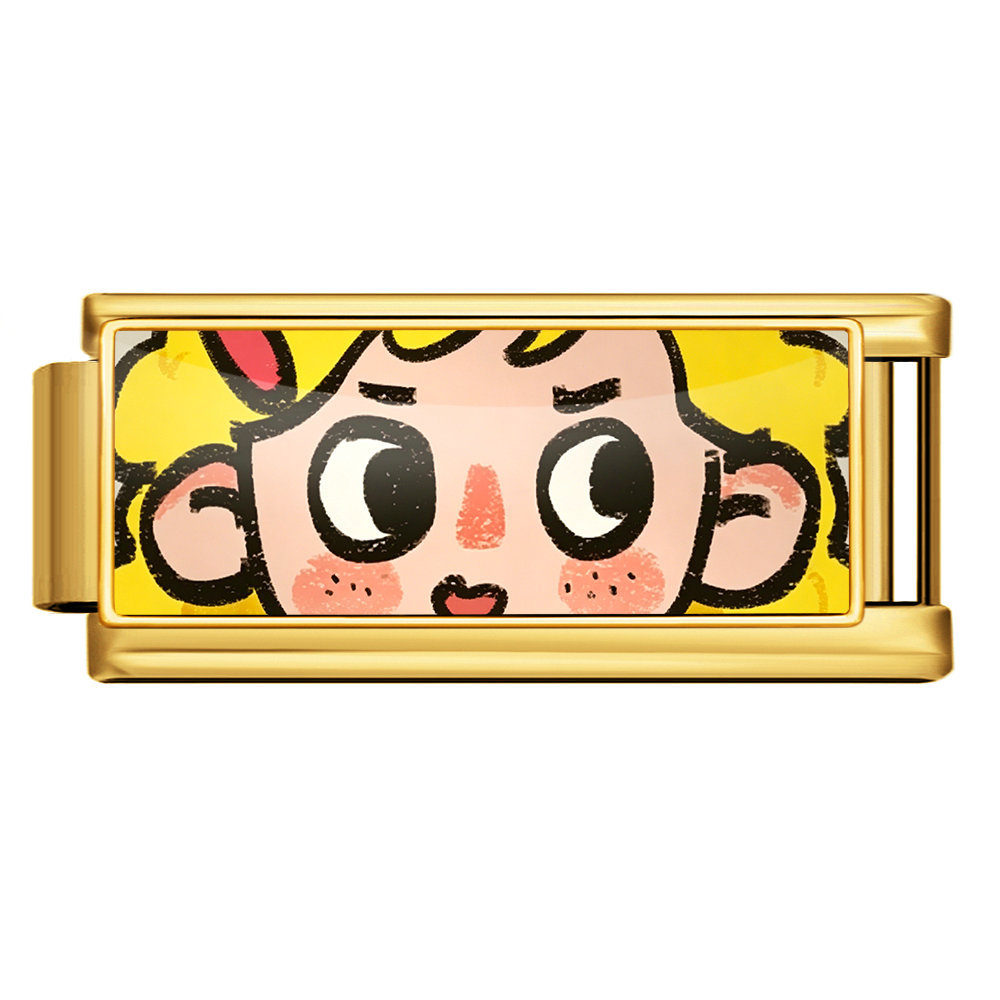 Cute Cartoon Pattern Italian Modular Bracelet Stainless Steel DIY Detachable Elastic Watch Strap Chain Jewelry