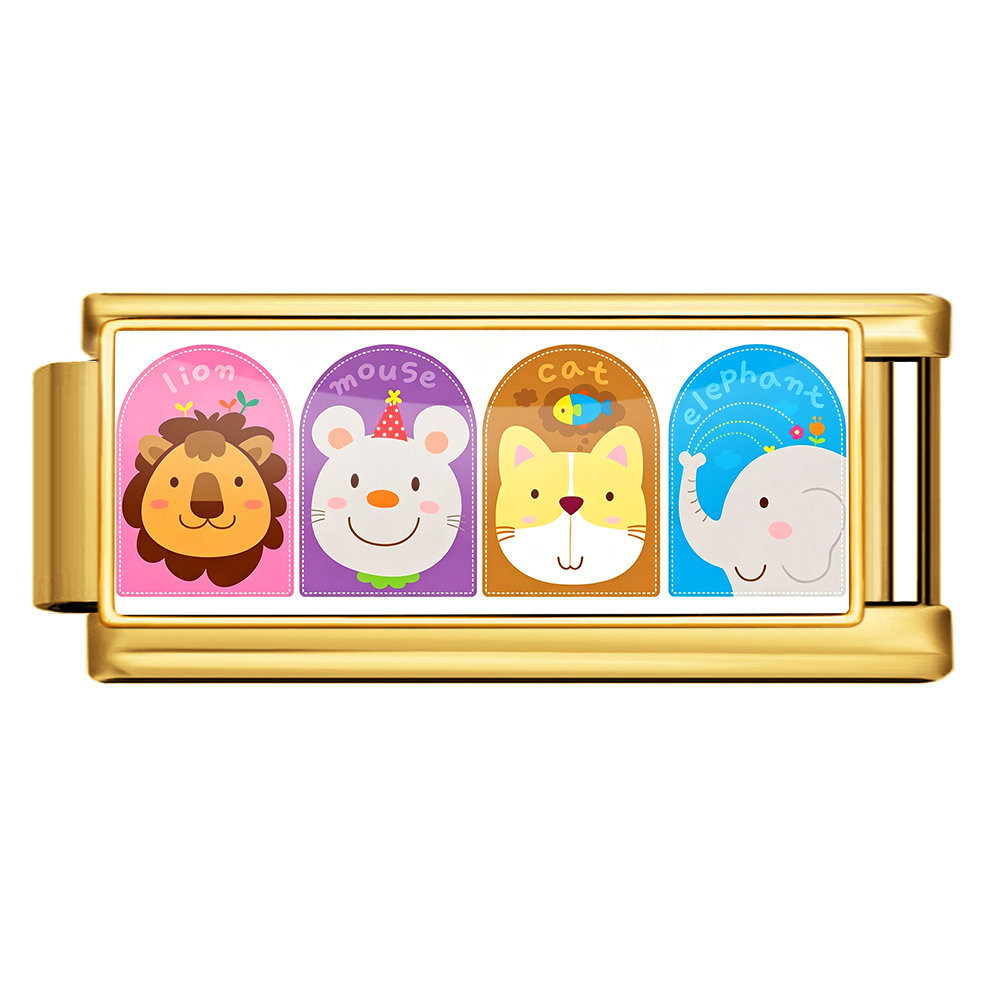 Cute Cartoon Pattern Italian Modular Bracelet Stainless Steel DIY Detachable Elastic Watch Strap Chain Jewelry