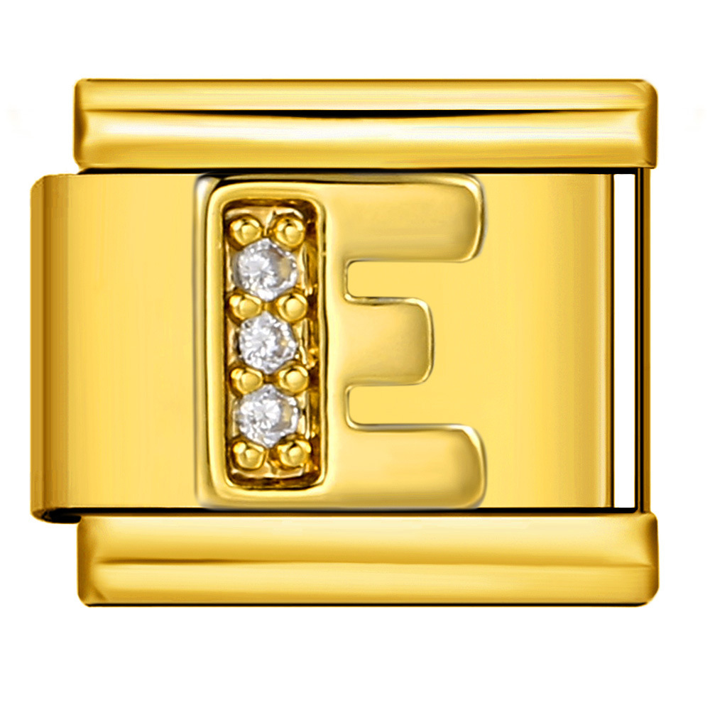 Gold-plated diamond-encrusted letter Italian modular bracelet, stainless steel DIY customizable name watch strap chain