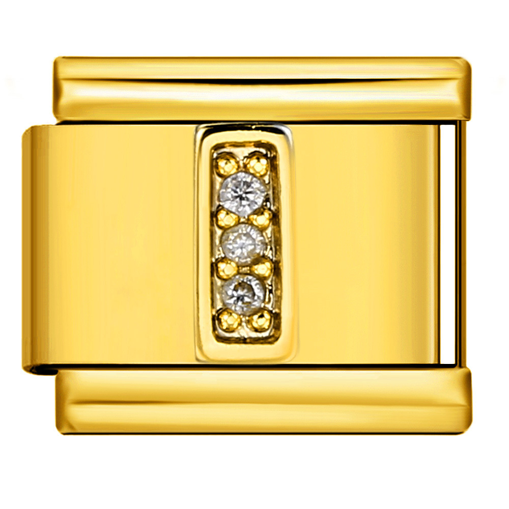 Gold-plated diamond-encrusted letter Italian modular bracelet, stainless steel DIY customizable name watch strap chain