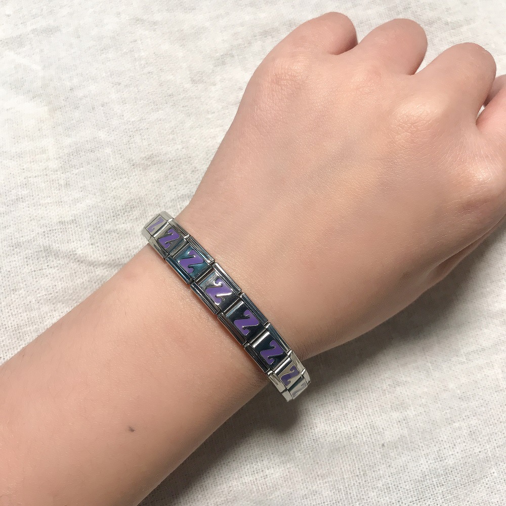 New titanium steel purple English letter DIY Italian modular bracelet