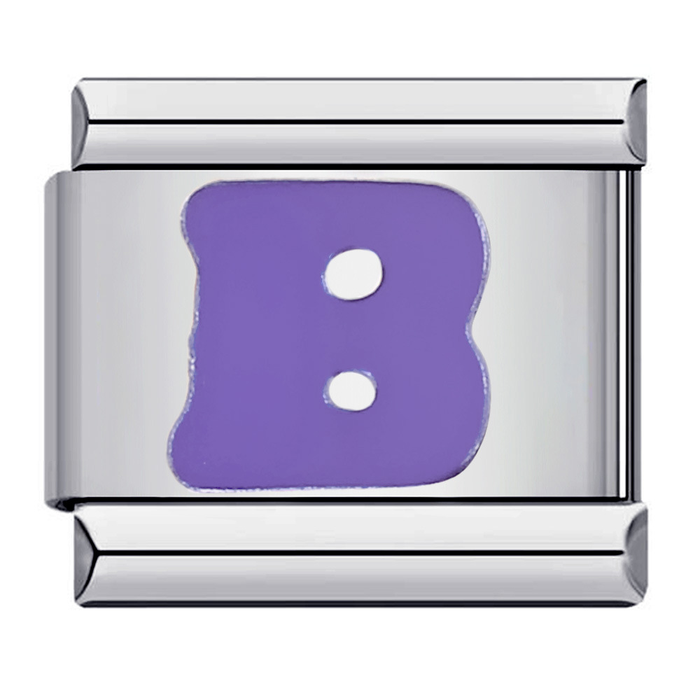 New titanium steel purple English letter DIY Italian modular bracelet