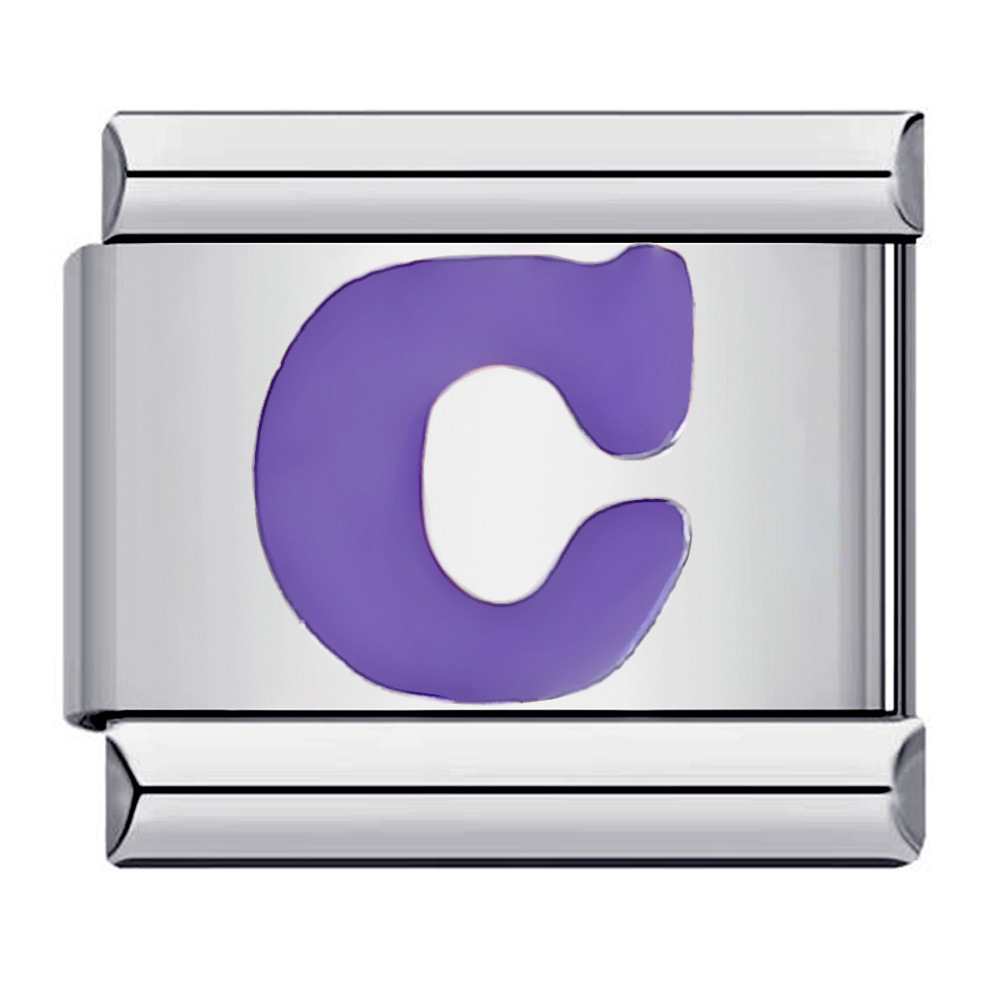 New titanium steel purple English letter DIY Italian modular bracelet