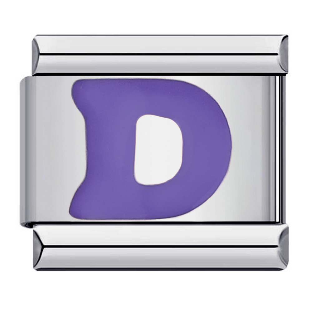 New titanium steel purple English letter DIY Italian modular bracelet