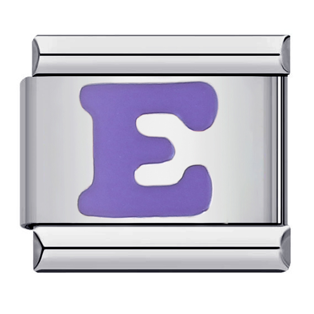 New titanium steel purple English letter DIY Italian modular bracelet