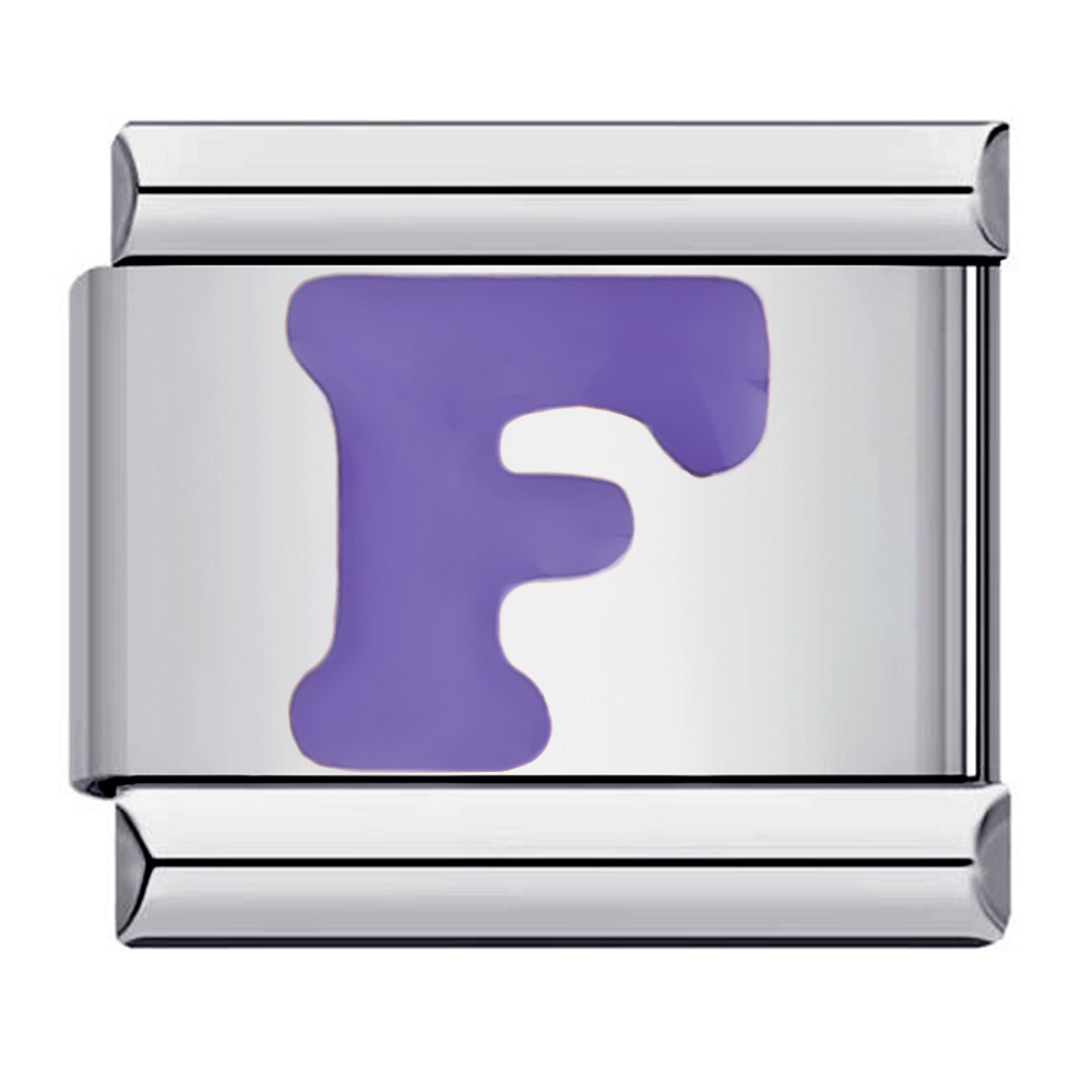 New titanium steel purple English letter DIY Italian modular bracelet