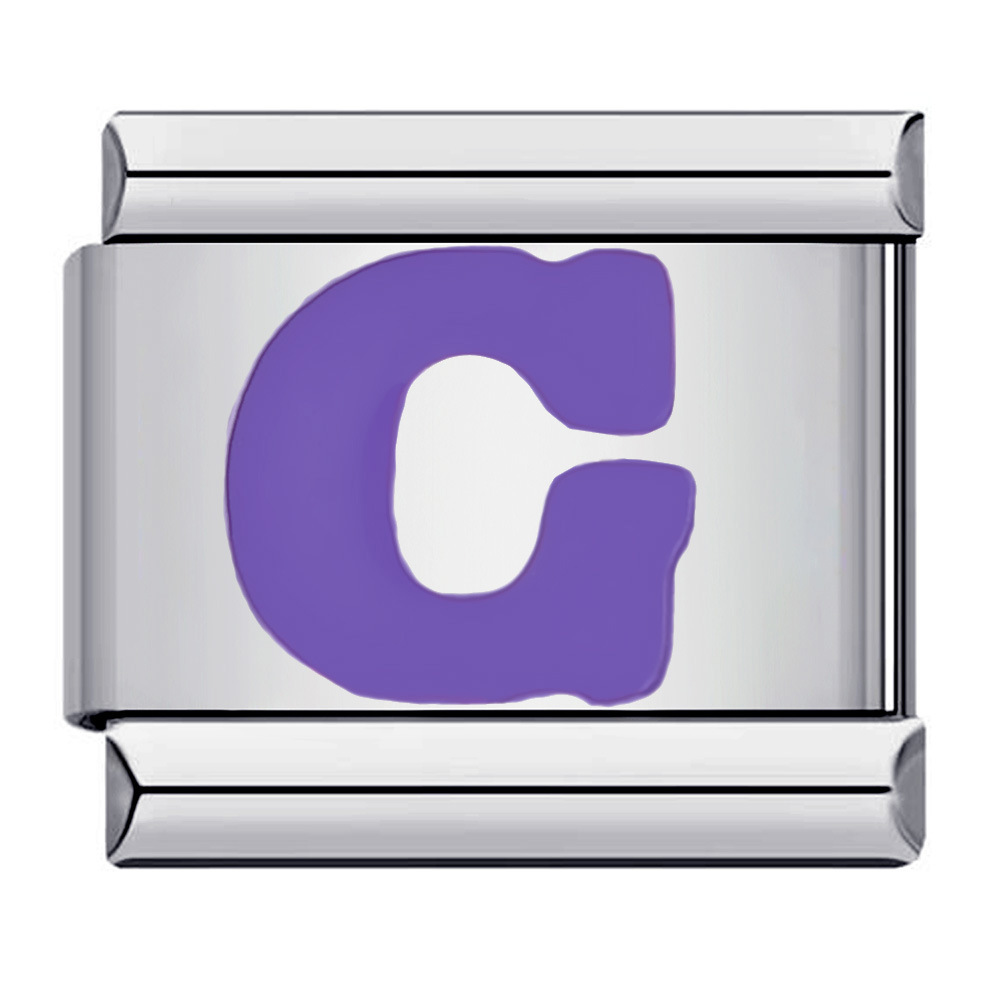 New titanium steel purple English letter DIY Italian modular bracelet