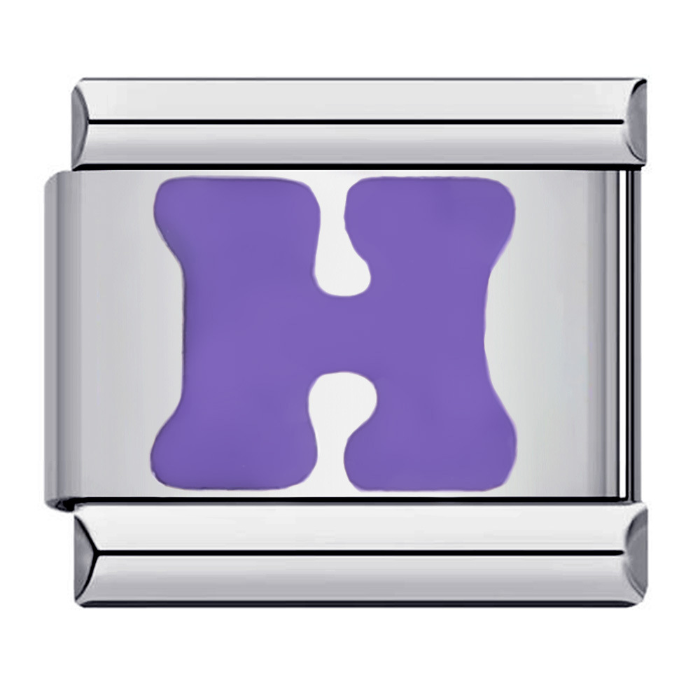 New titanium steel purple English letter DIY Italian modular bracelet