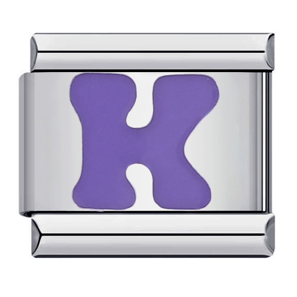 New titanium steel purple English letter DIY Italian modular bracelet