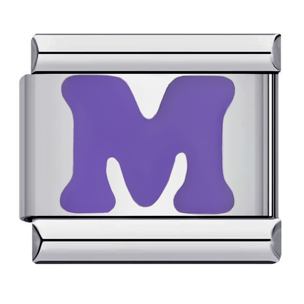 New titanium steel purple English letter DIY Italian modular bracelet
