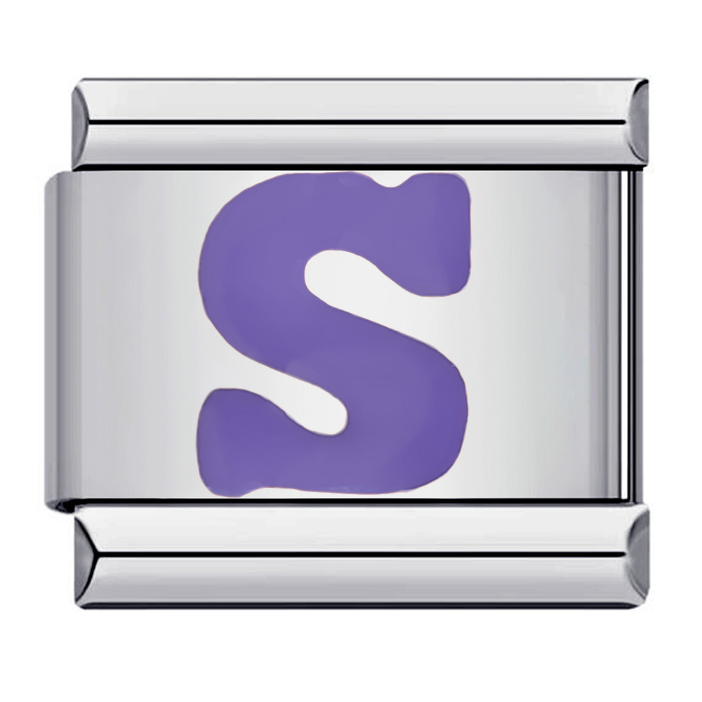 New titanium steel purple English letter DIY Italian modular bracelet