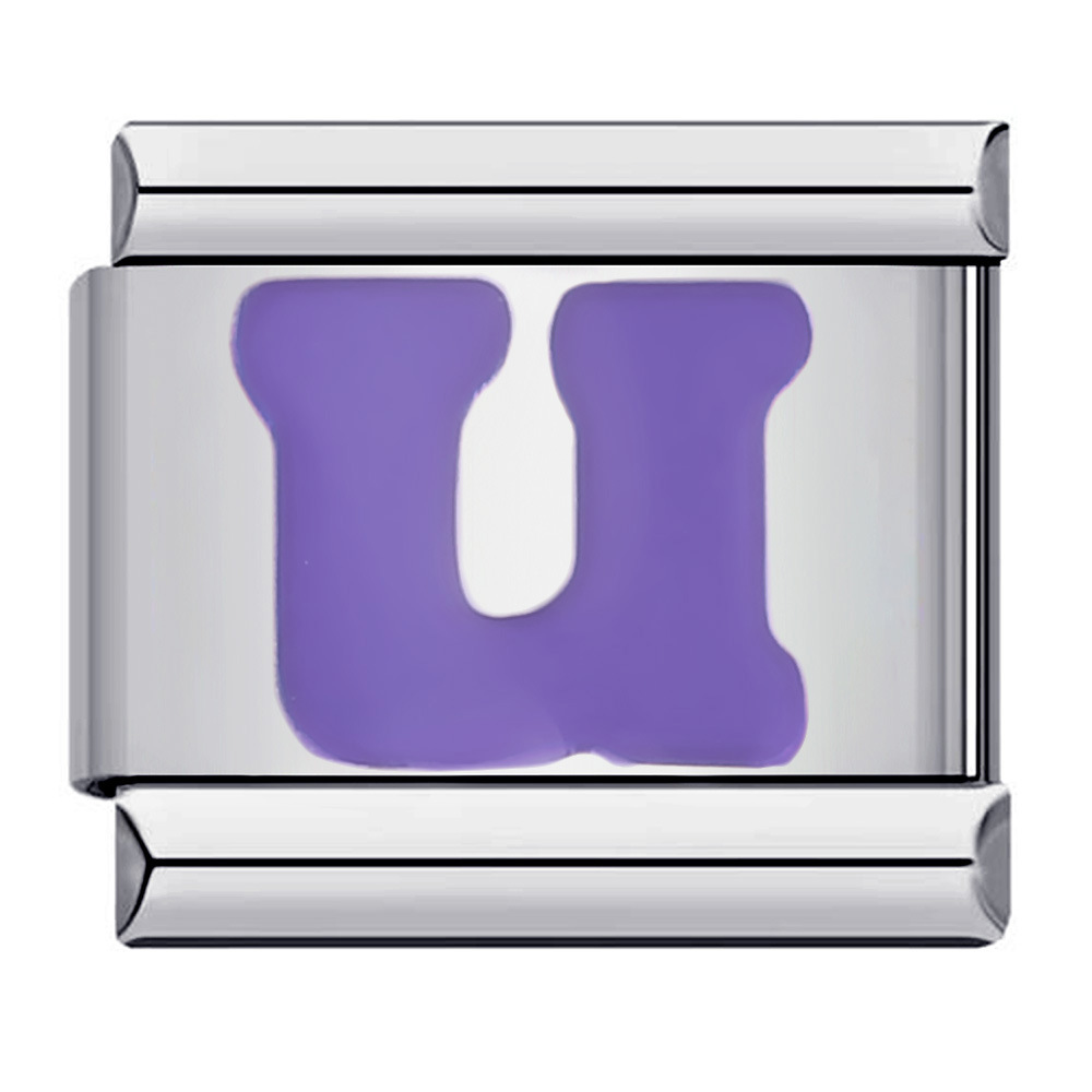 New titanium steel purple English letter DIY Italian modular bracelet