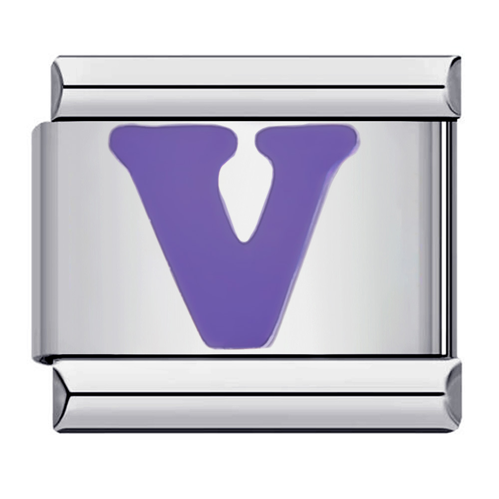 New titanium steel purple English letter DIY Italian modular bracelet