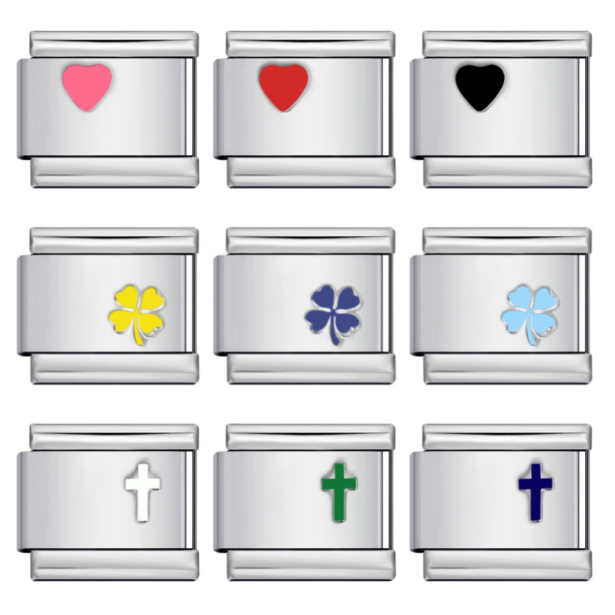 New stainless steel stamped pattern colored dripping DIY Italian modular bracelet charm