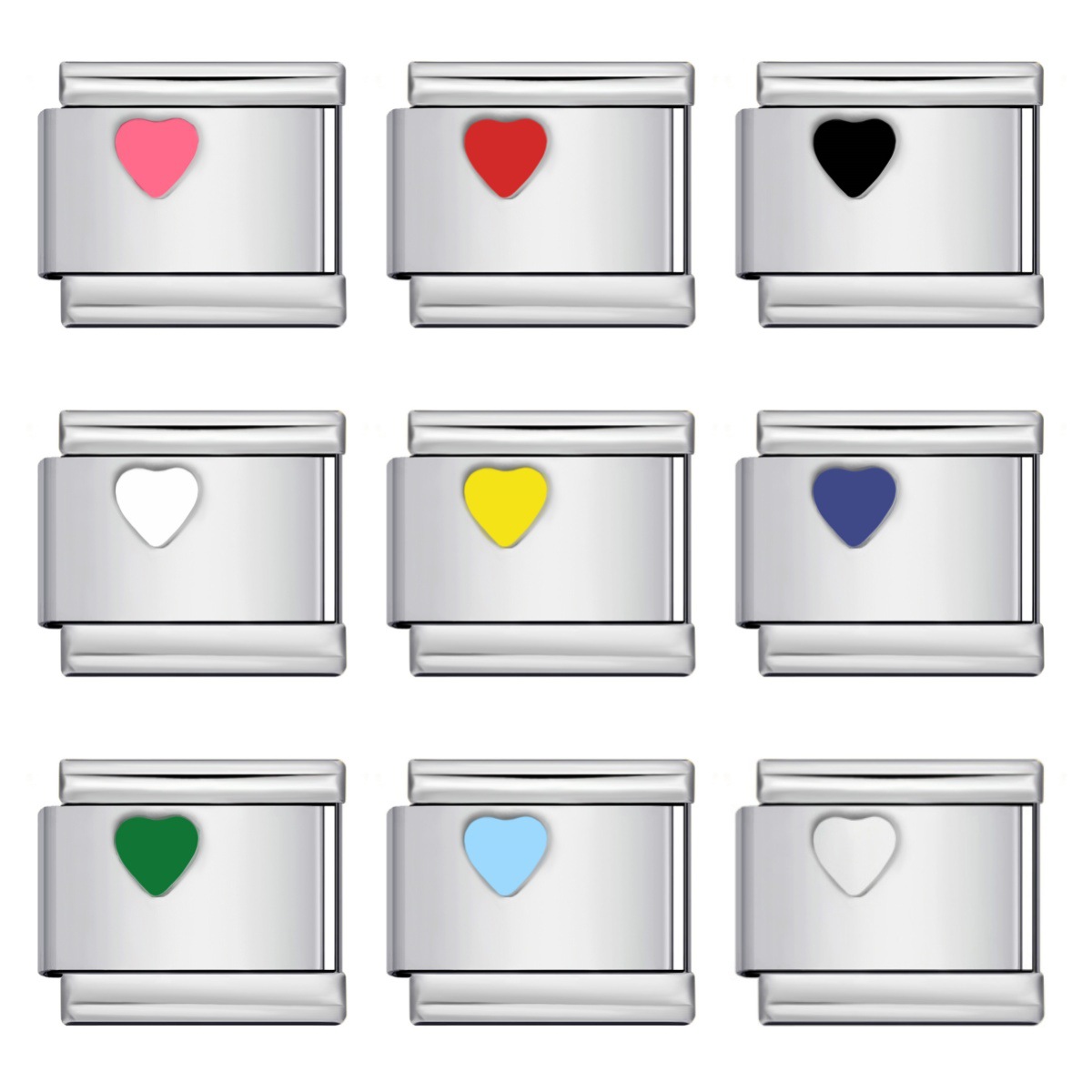 New stainless steel stamped pattern colored dripping DIY Italian modular bracelet charm