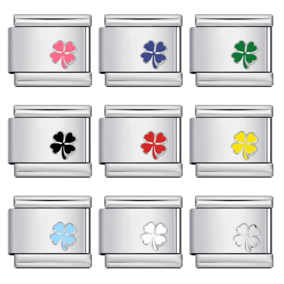 New stainless steel stamped pattern colored dripping DIY Italian modular bracelet charm