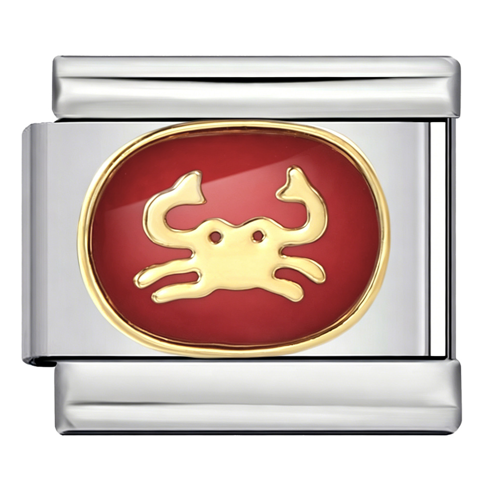 New welded gold-plated red zodiac sign DIY pattern stainless steel modular bracelet/watch strap