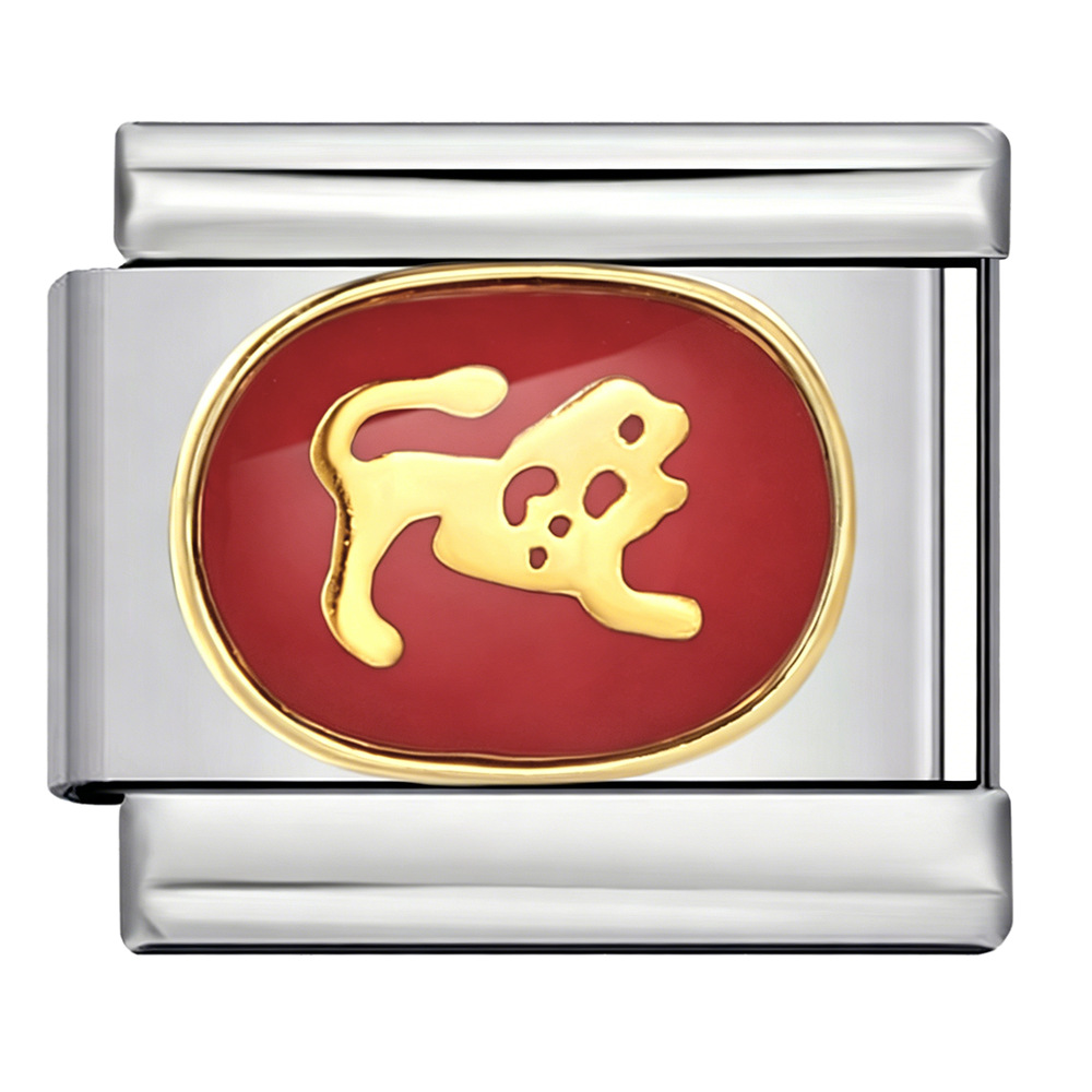 New welded gold-plated red zodiac sign DIY pattern stainless steel modular bracelet/watch strap