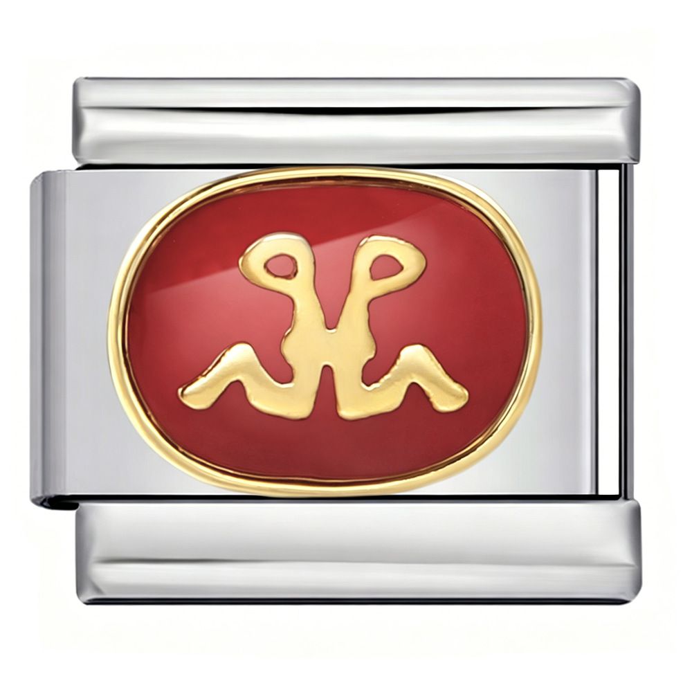 New welded gold-plated red zodiac sign DIY pattern stainless steel modular bracelet/watch strap