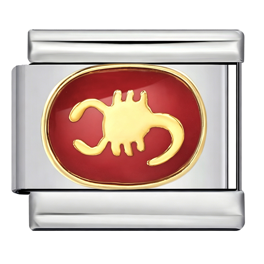 New welded gold-plated red zodiac sign DIY pattern stainless steel modular bracelet/watch strap