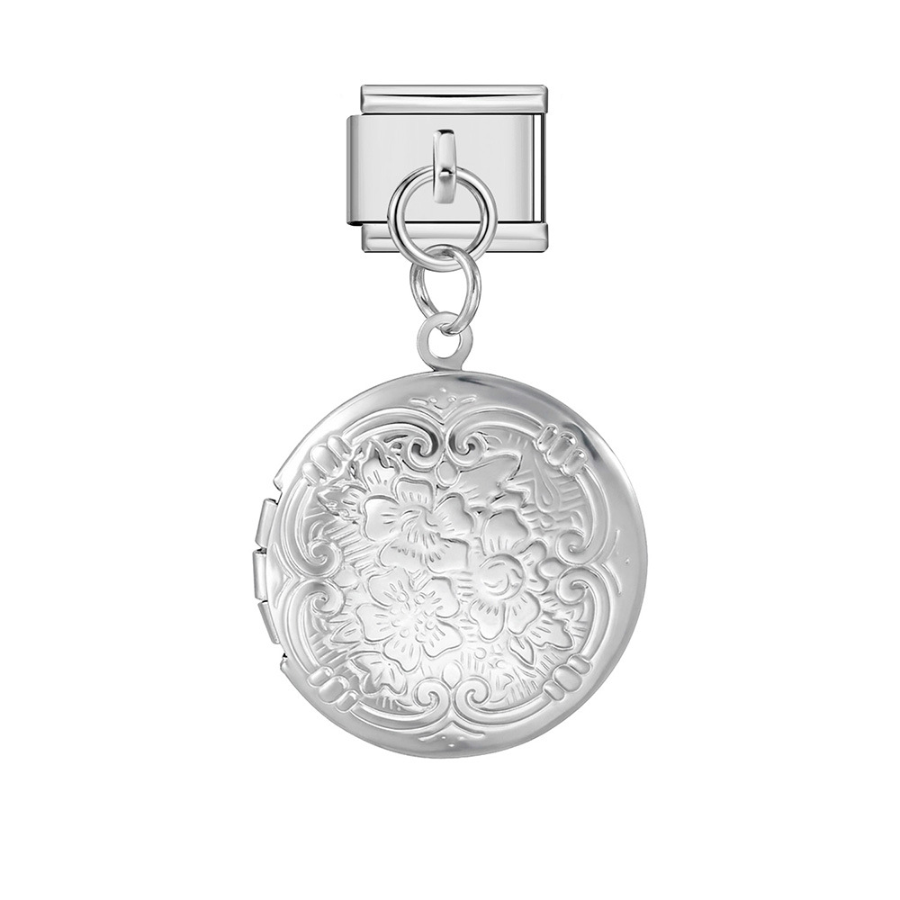Heart-shaped photo box pendant DIY Italian modular bracelet accessory stainless steel pendant jewelry