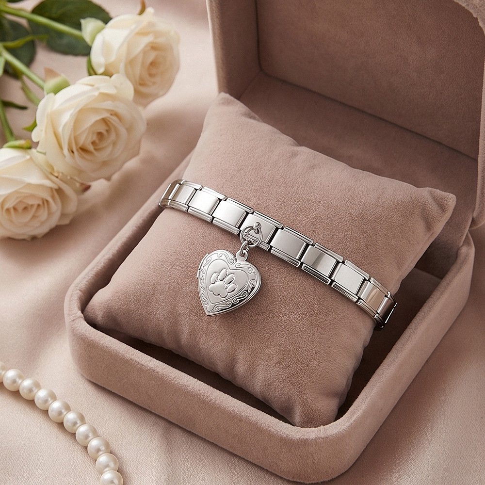 Heart-shaped photo box pendant DIY Italian modular bracelet accessory stainless steel pendant jewelry