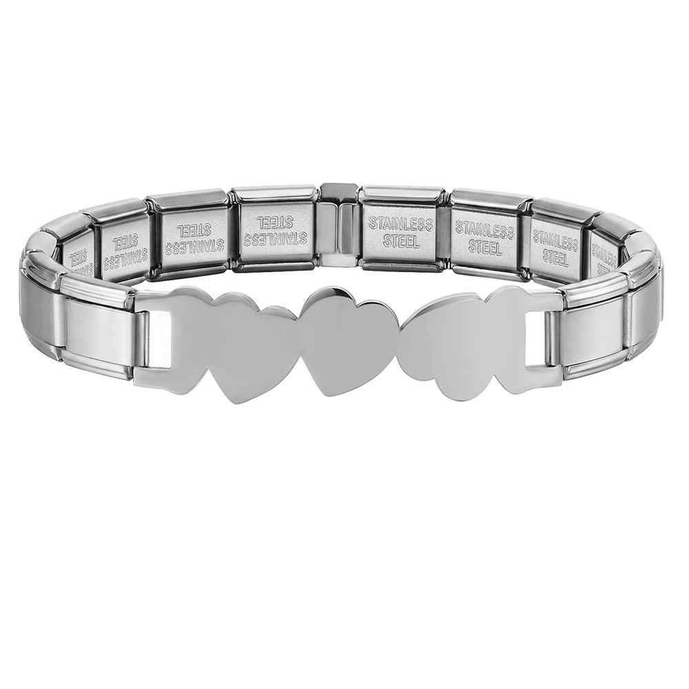 Gold and silver five-pointed star heart Italian modular bracelet, stainless steel, handmade DIY, detachable and combinable chain
