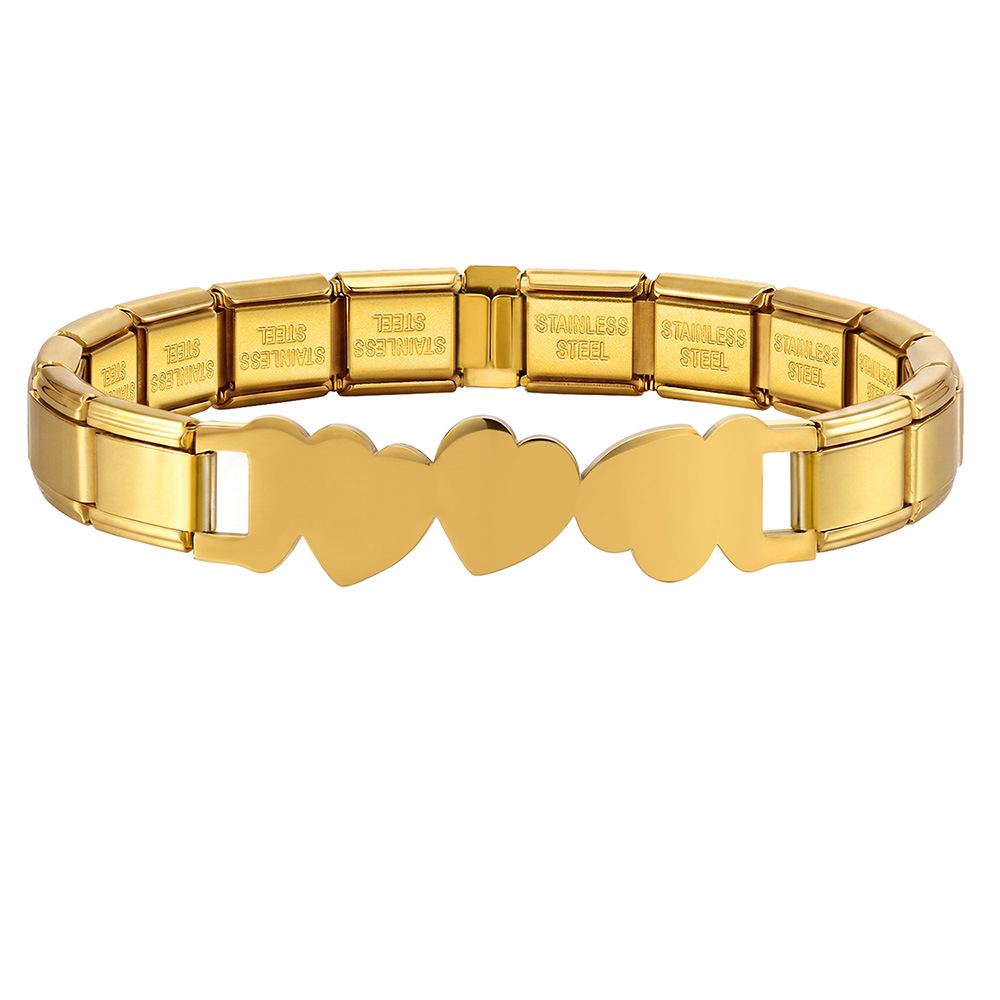 Gold and silver five-pointed star heart Italian modular bracelet, stainless steel, handmade DIY, detachable and combinable chain