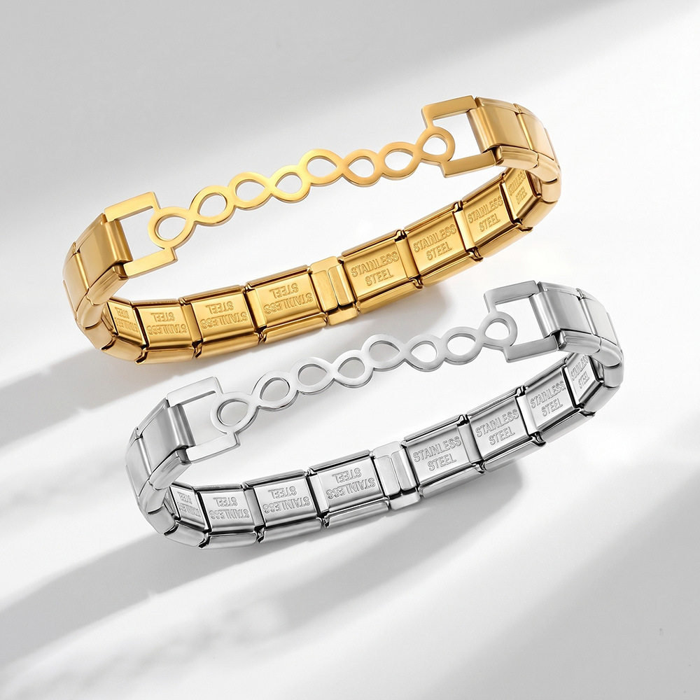 Gold and silver five-pointed star heart Italian modular bracelet, stainless steel, handmade DIY, detachable and combinable chain