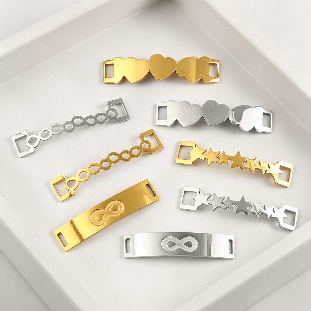 Gold and silver five-pointed star heart Italian modular bracelet, stainless steel, handmade DIY, detachable and combinable chain