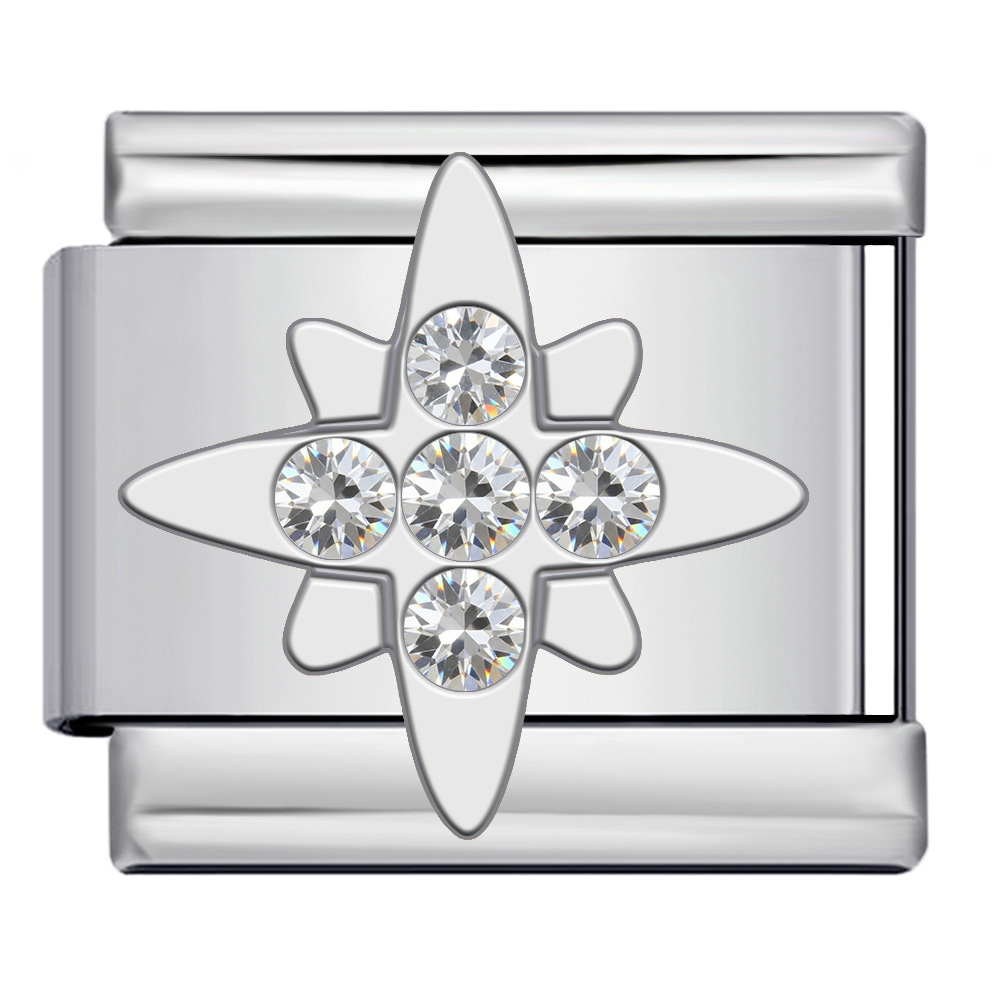 Diamond-set stainless steel Italian modular bracelet welding pattern DIY bangle Italian charm