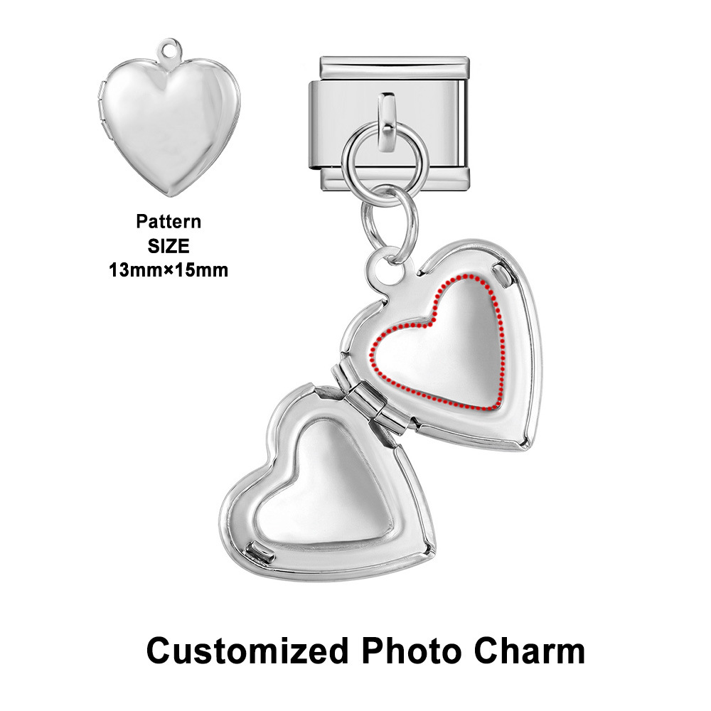 Openable heart-shaped photo pendant, personalized DIY picture photo stainless steel fashion splicing module
