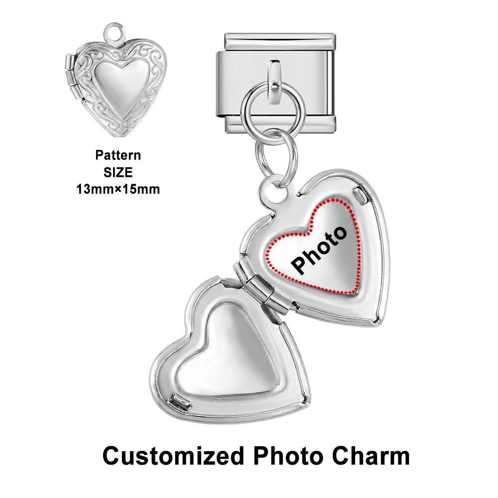 Openable heart-shaped photo pendant, personalized DIY picture photo stainless steel fashion splicing module
