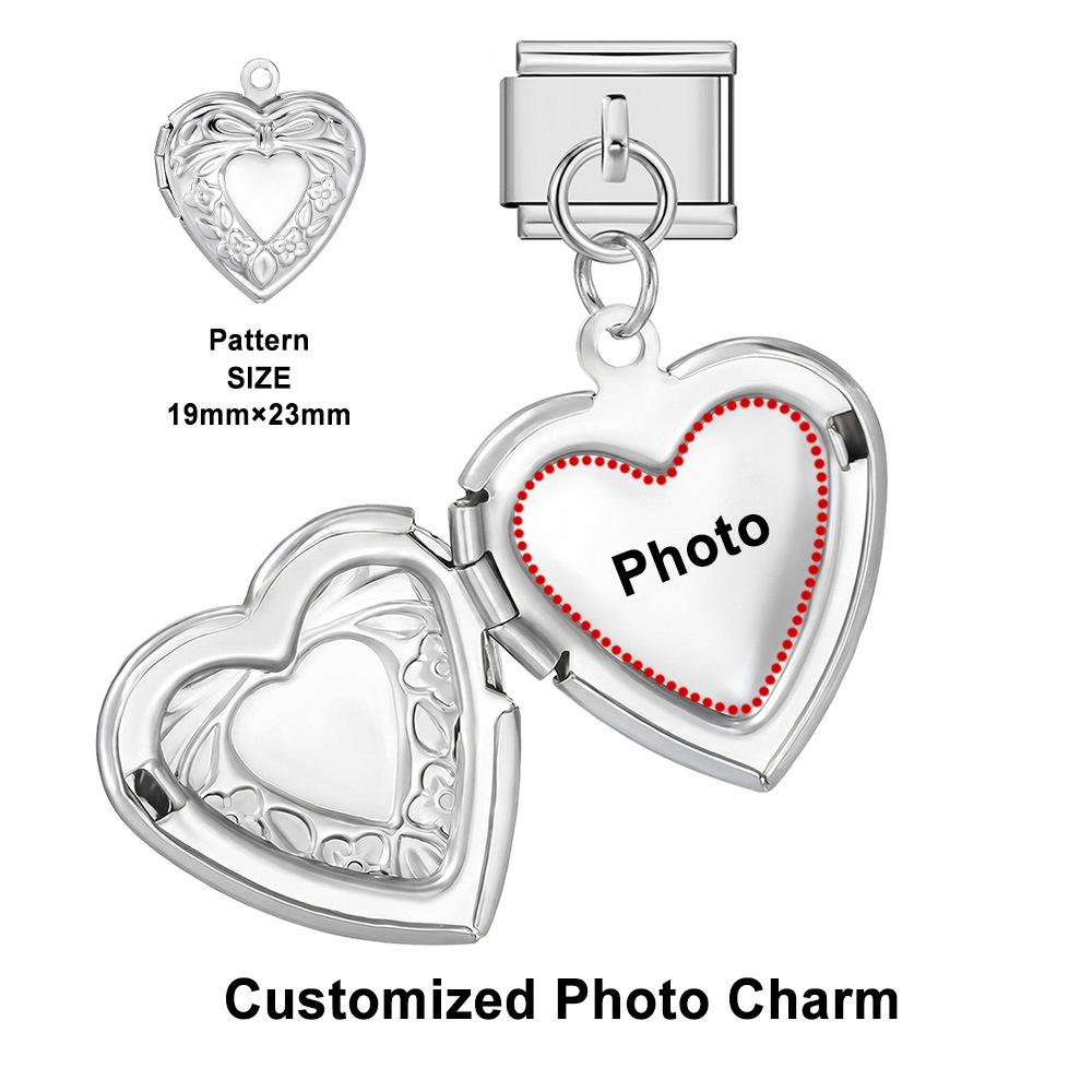 Openable heart-shaped photo pendant, personalized DIY picture photo stainless steel fashion splicing module