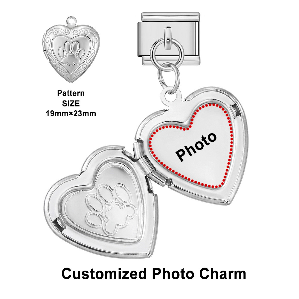 Openable heart-shaped photo pendant, personalized DIY picture photo stainless steel fashion splicing module