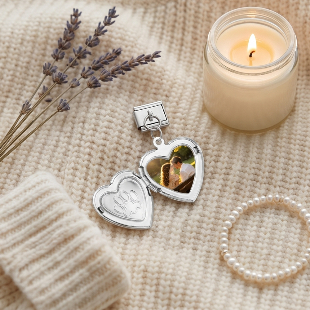 Openable heart-shaped photo pendant, personalized DIY picture photo stainless steel fashion splicing module