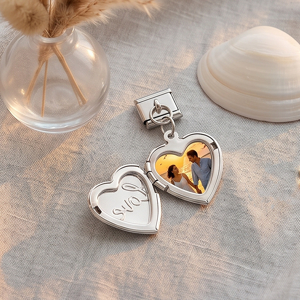 Openable heart-shaped photo pendant, personalized DIY picture photo stainless steel fashion splicing module