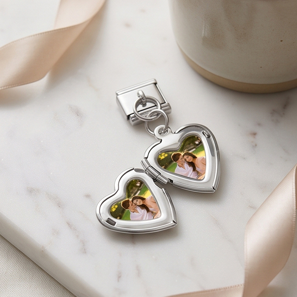 Openable heart-shaped photo pendant, personalized DIY picture photo stainless steel fashion splicing module