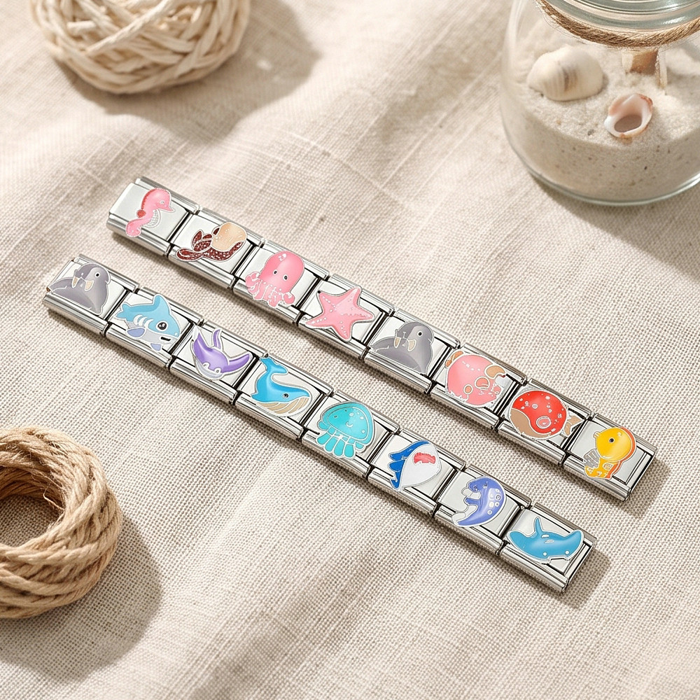 New underwater animal series Italian modular bracelet stainless steel DIY splicing accessories
