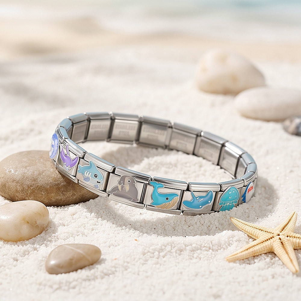 New underwater animal series Italian modular bracelet stainless steel DIY splicing accessories