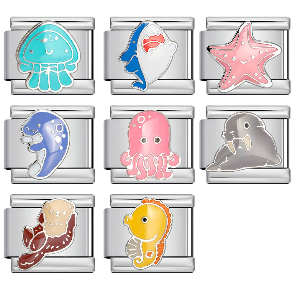 New underwater animal series Italian modular bracelet stainless steel DIY splicing accessories