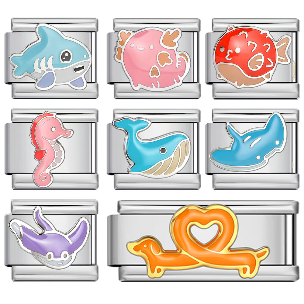 New underwater animal series Italian modular bracelet stainless steel DIY splicing accessories