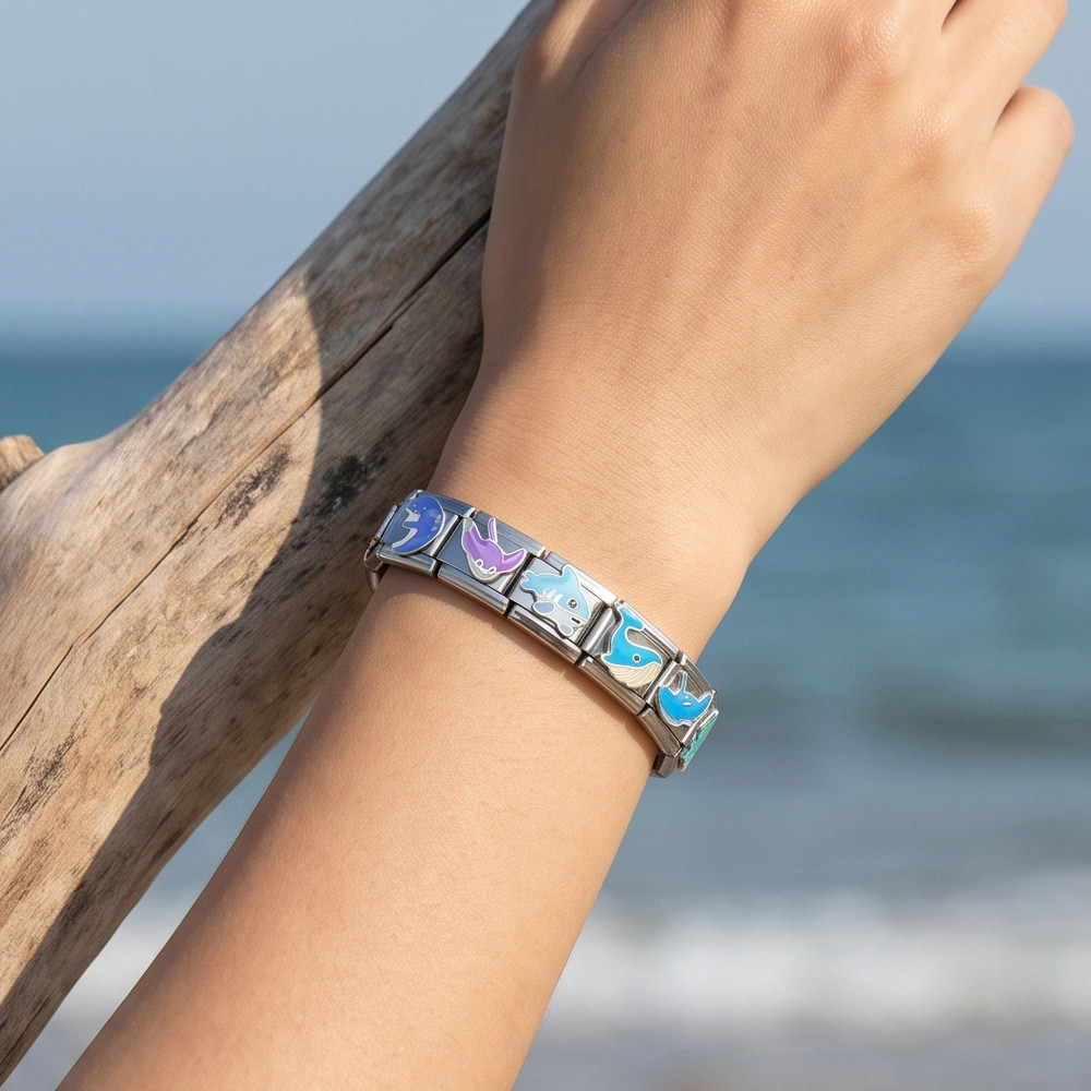 New underwater animal series Italian modular bracelet stainless steel DIY splicing accessories